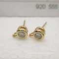 Y0121 Metal Copper Earrings Accessories Gold Round Ear pin CZ Cubic Zirconia Stud Earrings